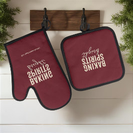 Baking Spirits Bright Burgunder-Weihnachten Ofenhandschuh & Topflappen-Set