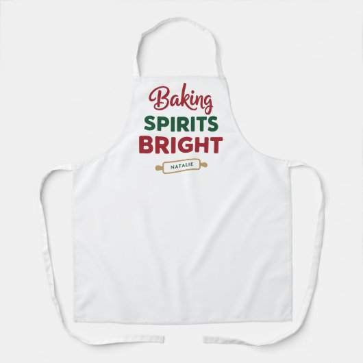 Baking Spirits Bright Christmas Gift Custom Name Schürze (Vorderseite)