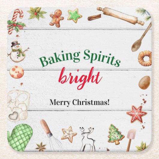Baking Spirits Bright Christmas Rechteckiger Pappuntersetzer (Vorderseite)
