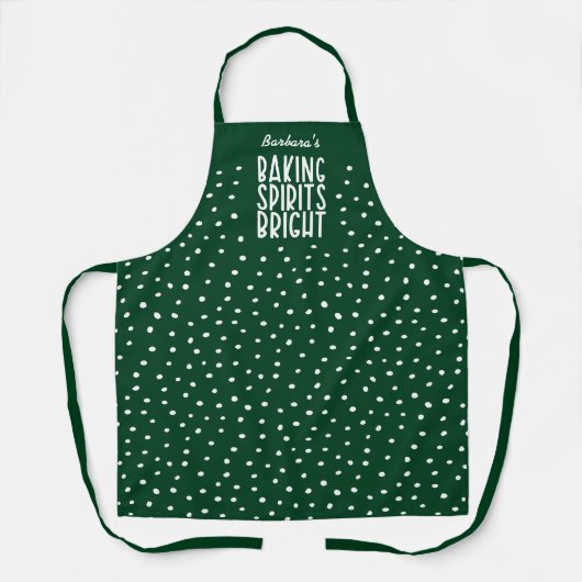 Baking Spirits Bright Funny Green Polka Dot Schürze (Vorderseite)