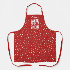 Baking Spirits Bright Funny Red Holiday Polka Dot Schürze
