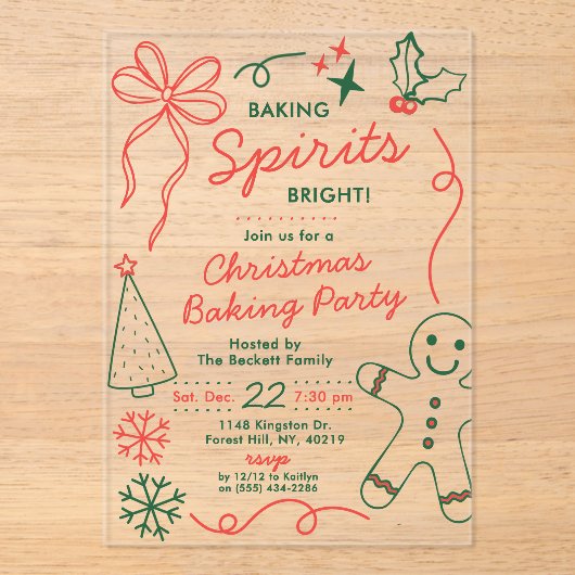Baking Spirits Bright | Holiday Cookie Swap Party Acryleinladungen (Vorderseite)