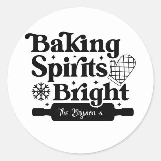 'Baking Spirits Bright' Lebkuchen-Weihnachtshaus Runder Aufkleber (Vorderseite)