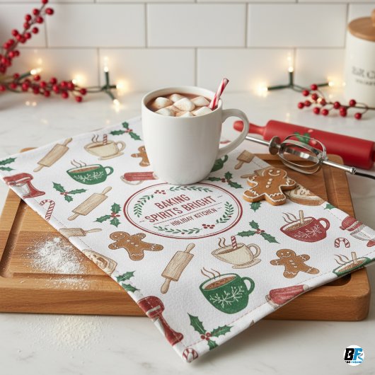 Baking Spirits Bright- Vintage Weihnachtstee Geschirrtuch