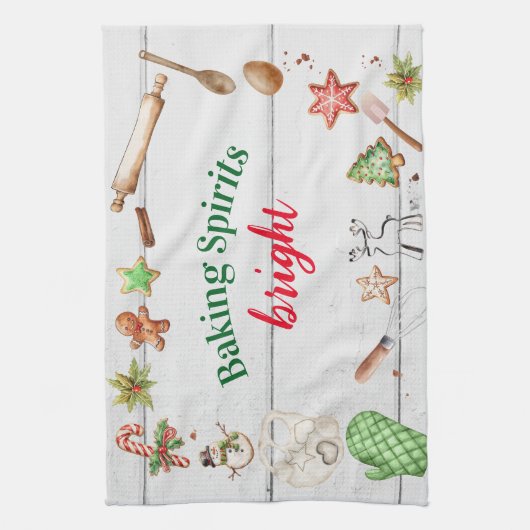 Baking Spirits Bright Weihnachten Geschirrtuch (Vertikal)