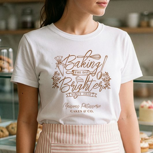 Baking the Day Brighter Bakery Logo Bakery Uniform Tri-Blend Shirt