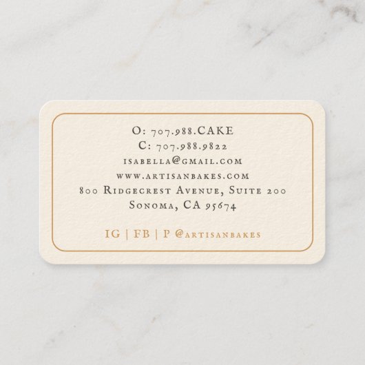 Baking Utensils Baker Bakery Visitenkarte (Rückseite)