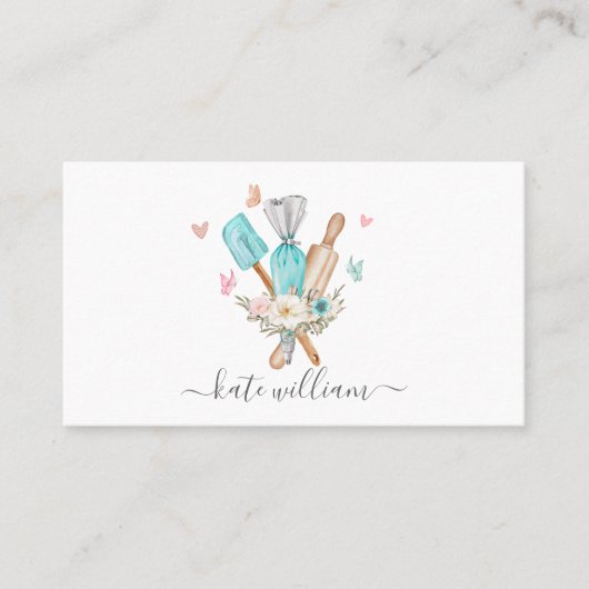 Baking Utensils Blumengebäck Koch Visitenkarte (Vorderseite)