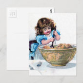 BAKING Vintag Girl Backcake Illustration Postkarte (Vorne/Hinten)