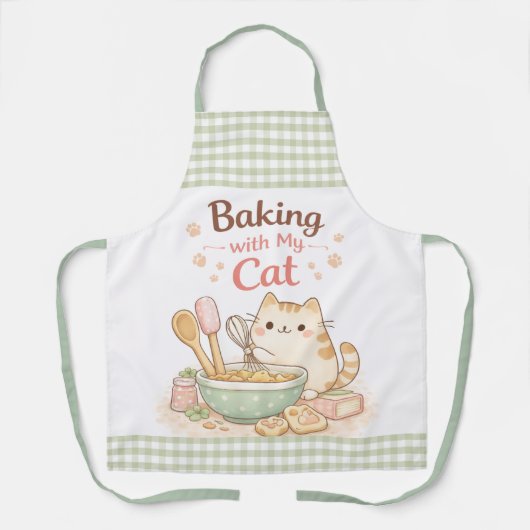 Baking with My Cat Kawaii Pastel Cute Kitty Schürze (Vorderseite)