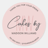 Bakkake Custom Monogram Logo Pink Runder Aufkleber (Vorderseite)