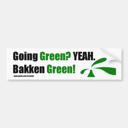 Bakken grüner Autoaufkleber mit Website (Vorne)