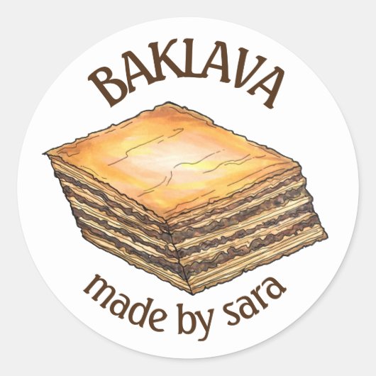 Baklava Dessert Konditorei Griechische Bäckerei he Runder Aufkleber (Vorderseite)