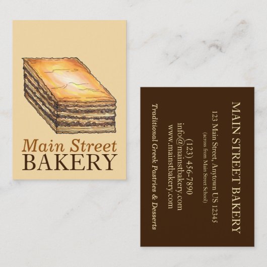 Baklava Dessert Konditorei Griechisches Lebensmitt Visitenkarte (Vorne/Hinten)