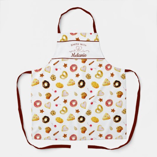 BAKT MIT LIEBE Bäckerei Muster Personalisiert Schürze (Vorderseite)