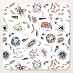 Bakterien u. Virus-Muster Rechteckiger Pappuntersetzer
