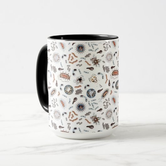 Bakterien u. Virus-Muster Tasse (Vorderseite Links)