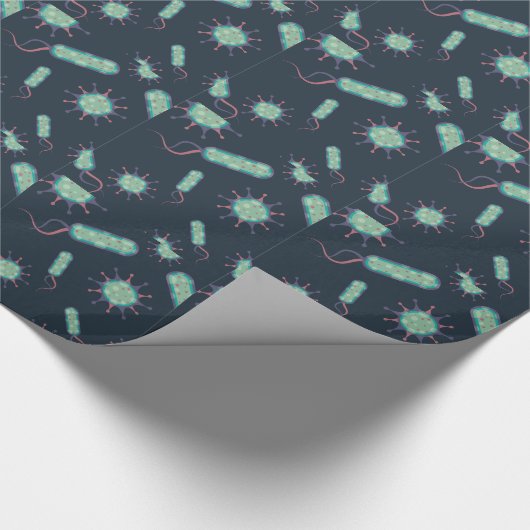 Bakterien unter Mikroskop Geschenkpapier (Ecke)