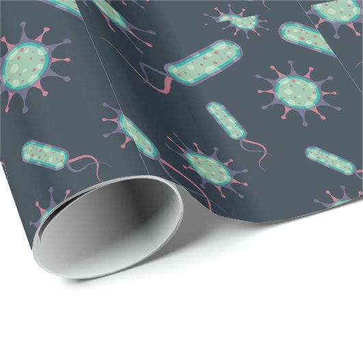 Bakterien unter Mikroskop Geschenkpapier (Rolleneckpunkt)