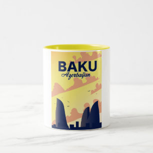 Baku Aserbaidschan Flame Towers Urlaubsposter Zweifarbige Tasse