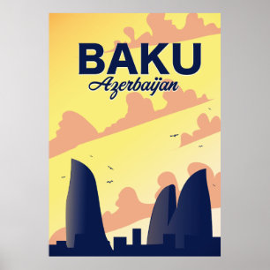Baku Aserbaidschan Flammentürme Urlaubsposter Poster