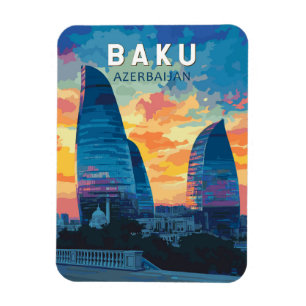 Baku Aserbaidschan Reise Kunst Vintage Magnet