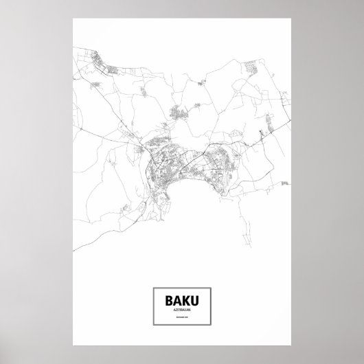 Baku, Aserbaidschan (schwarz auf weiß) Poster (Vorne)