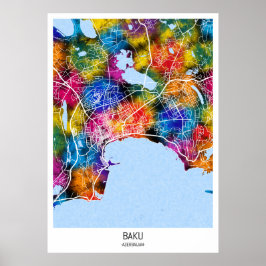 Baku Aserbaidschan Stadtkarte Poster