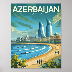 Baku Aserbaidschan Vintage Berühmter Reiseort Poster