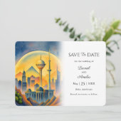 Baku, Aserbaidschan Zielort Save the Date Karte (Stehend Vorderseite)