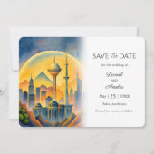 Baku, Aserbaidschan Zielort Save the Date Karte (Vorderseite)