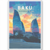 Baku Aserbaijan Reisen Kunst Vintag Aufkleber (Vorderseite)