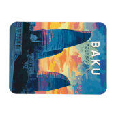 Baku Aserbaijan Reisen Kunst Vintag Magnet (Horizontal)