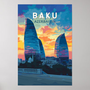 Baku Aserbaijan Reisen Kunst Vintag Poster