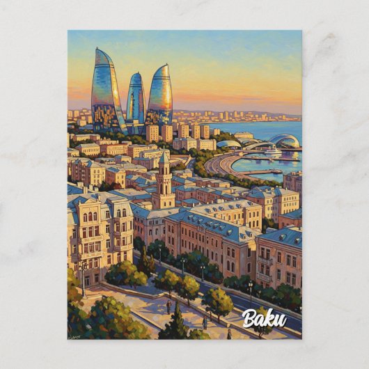 Baku Aserbaijan Travel Postkarte (Vorderseite)