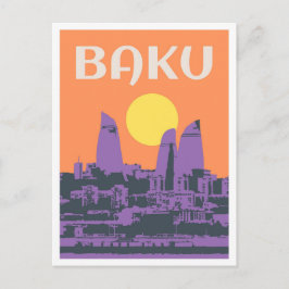 Baku Azerbaijan Art vintage Travel Postkarte