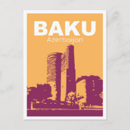 Baku Azerbaijan Art vintage Travel Postkarte