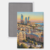 Baku Azerbaijan Travel  Magnet (Vorderseite/Rückseite)