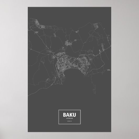 Baku, Azerbaijan (white on black) Poster (Vorne)