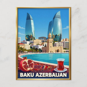 Baku Flame Towers Kaspisches Meer Reisen Postkarte