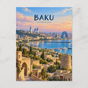 Baku malerische Reise Kunst Postkarte