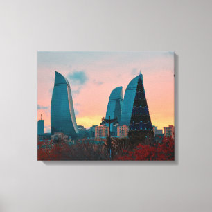 Baku-Skyline und Flammentürme Leinwanddruck