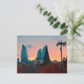 Baku-Skyline und Flammentürme Postkarte (Stehend Vorderseite)