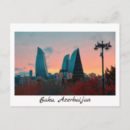 Baku-Skyline und Flammentürme Postkarte