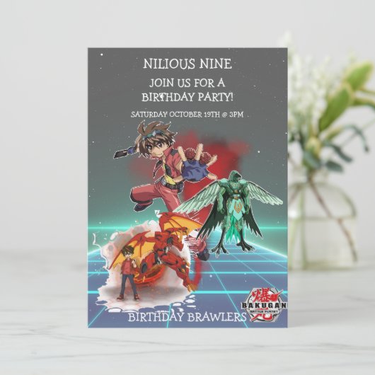 BAKUGAN BIRTHDAY BUNDLE EINLADUNG (Stehend Vorderseite)