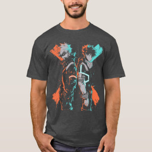 Bakugo und Deku minimalistisches Graffiti-Kunstges T-Shirt