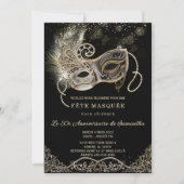 Bal Masquerade élégant Einladung (Vorderseite)