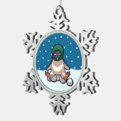 Balaclava Penguin Funny Christmas Snowball Cartoon Schneeflocken Zinn-Ornament (Rechts)