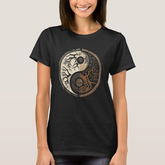 Balance and Harmony Yin Yang Symbol Nature Forest T-Shirt (Vorderseite)