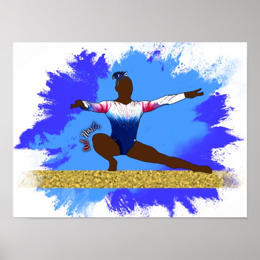 Balance Beam Gymnast Silhouette Poster (Vorne)